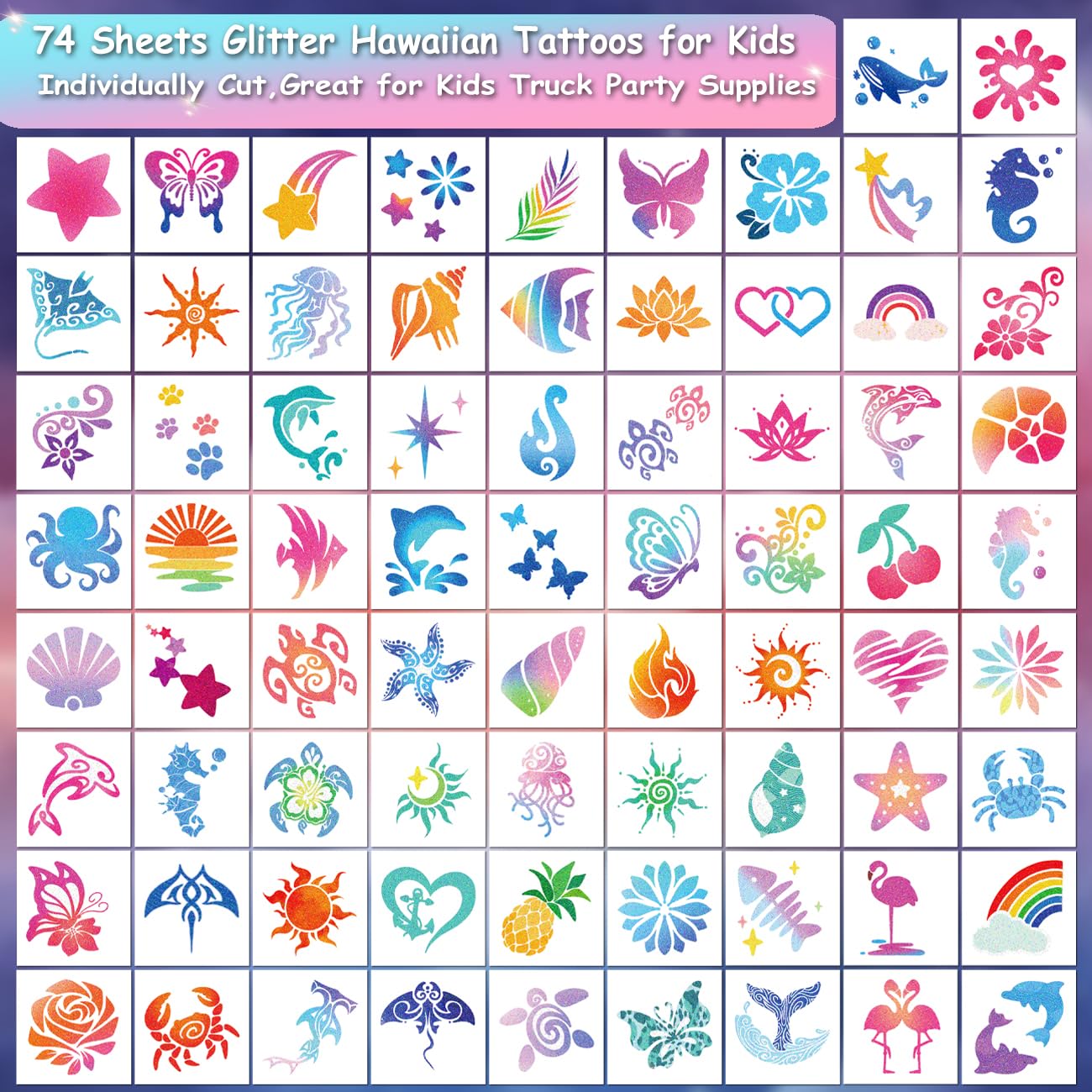 CHARLENT Glitter Temporary Tattoos for Aloha Party Decoration Beauty and Personal Care CHARLENT