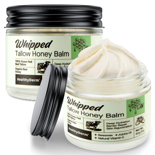 Beef Tallow Honey Balm for Skin: 100% Grass Fed Organic Moisturizer with Organic Raw Honey, Jojoba Oil, Vitamin E - Natural Face and Body Care Beauty and Personal Care HealthyDerm Default Title