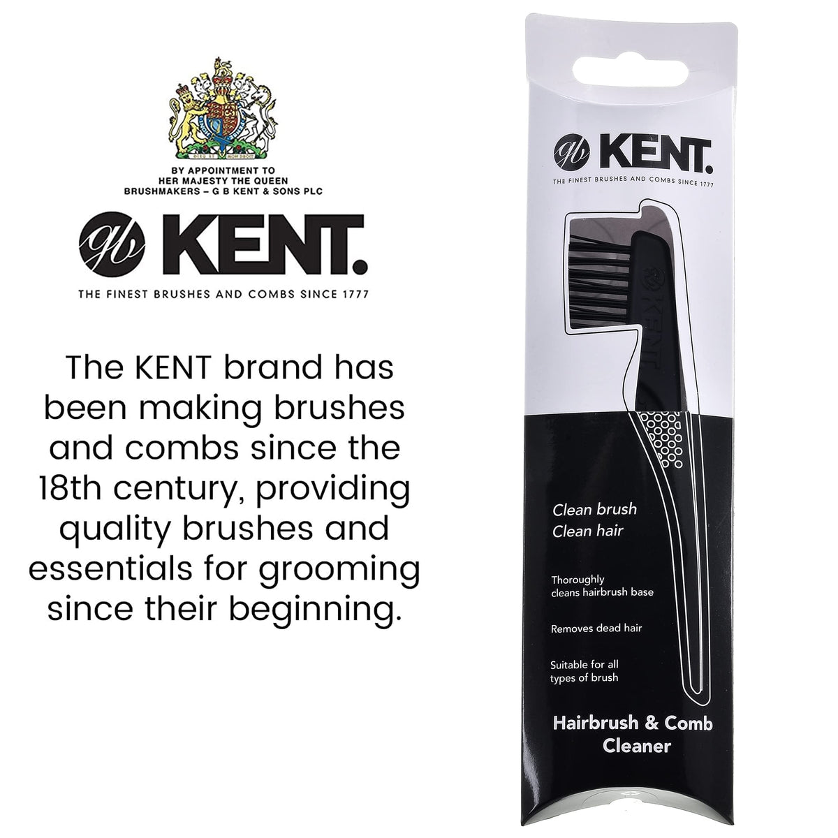 Kent LPC2 Hair Brush Cleaning Tool and Hairbrush Cleaner Rake for Hair Removal, and Brush Rake for Removing Hairs and Dandruff from Brushes, Combs and