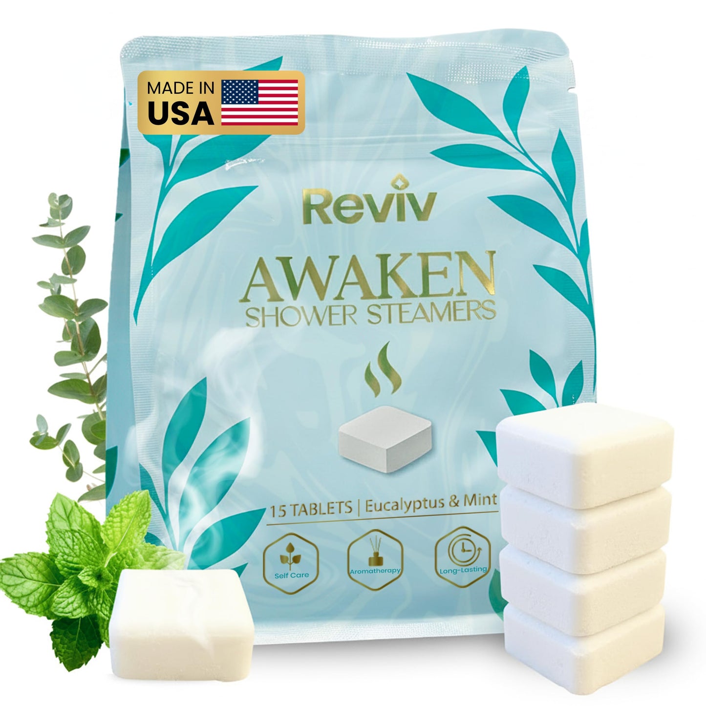 REVIV Shower Steamers Aromatherapy - 15pc Eucalyptus & Mint Shower Bombs Beauty and Personal Care REVIV