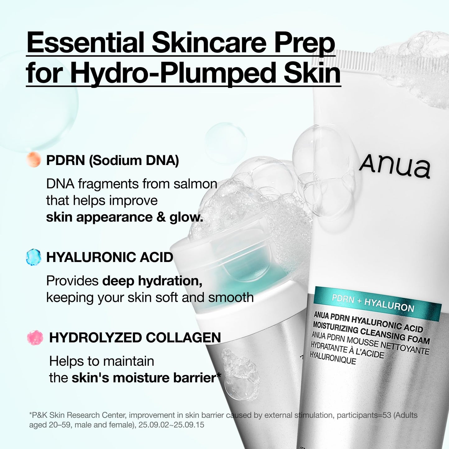 Anua PDRN Hyaluronic Acid Moisturizing Cleansing Foam, Daily Gentle Face Wash for Dry Skin, Salmon DNA Hydrating & Soft Facial Cleanser, Barrier Beauty and Personal Care ANUA