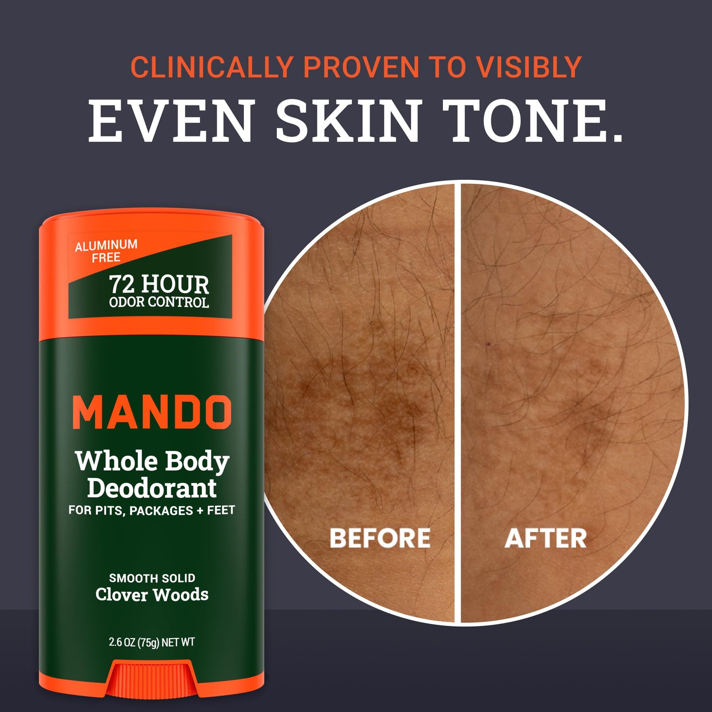 Mando Whole Body Deodorant For Men - Smooth Solid Stick - 72 Hour Odor Control - Aluminum Free, Baking Soda Free, Skin Safe - 2.6 Ounce (Pack of 2) Beauty and Personal Care Mando