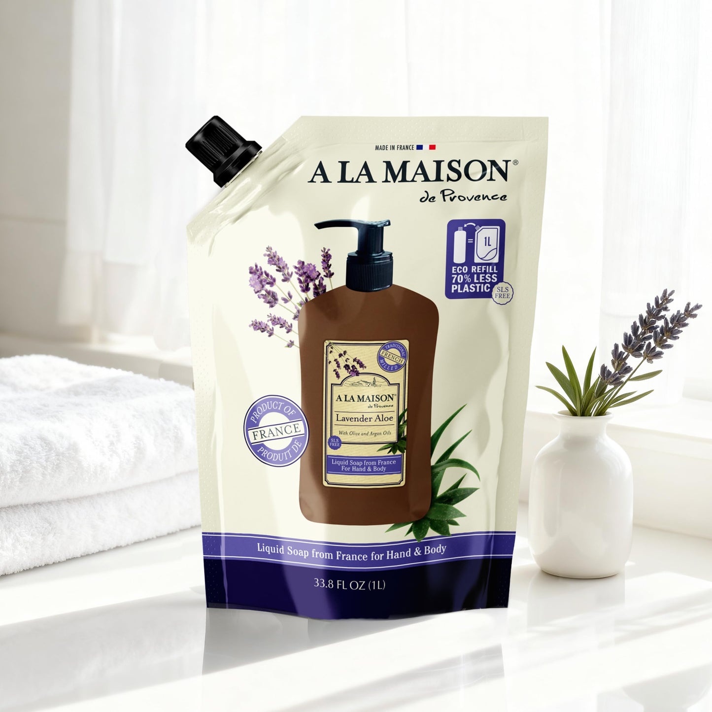 A LA MAISON French Liquid Hand Soap RefilL - Natural Hand Wash Made with Essential Oils - Biodegradable, Plant-Based, Vegan, Cruelty-Free (33.8 Fl Oz Beauty & Personal Care A LA MAISON