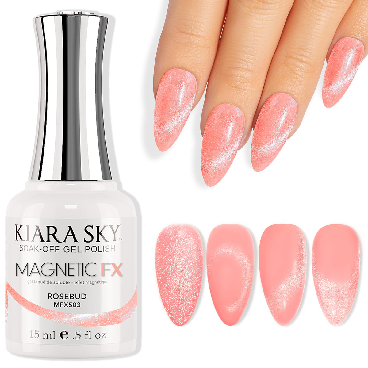 KIARA SKY Cat Eye Gel Nail Polish 15ml | Rose Gold Pink Magnetic FX Cat Eye Gel Polish Soak Off | UV LED Nail Lamp| Metallic Velvet Cat Eye Gel Polish