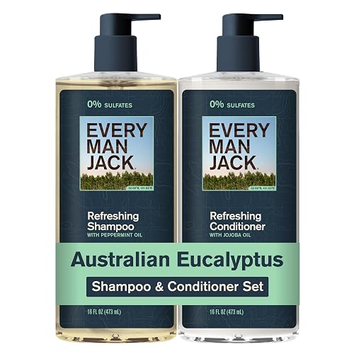 Every Man Jack Men's Shampoo and Conditioner Set - Australian Eucalyptus - Sulfate Free - Made w/Plant Powered Refreshing Ingredients like Peppermint Beauty & Personal Care Every Man Jack