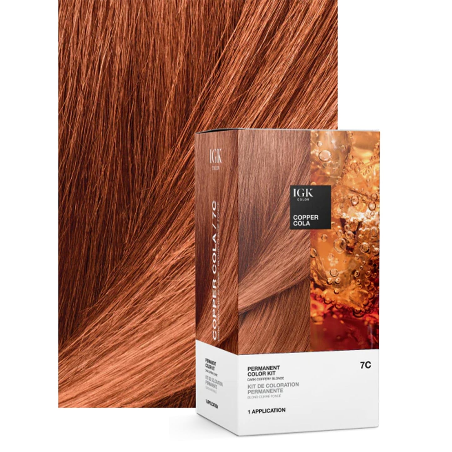 IGK Permanent Hair Color Kit | 7C Copper Cola - Dark Coppery Blonde | 100% Gray Color Coverage + Strengthen + Shine | Ammonia Free Beauty & Personal Care IGK