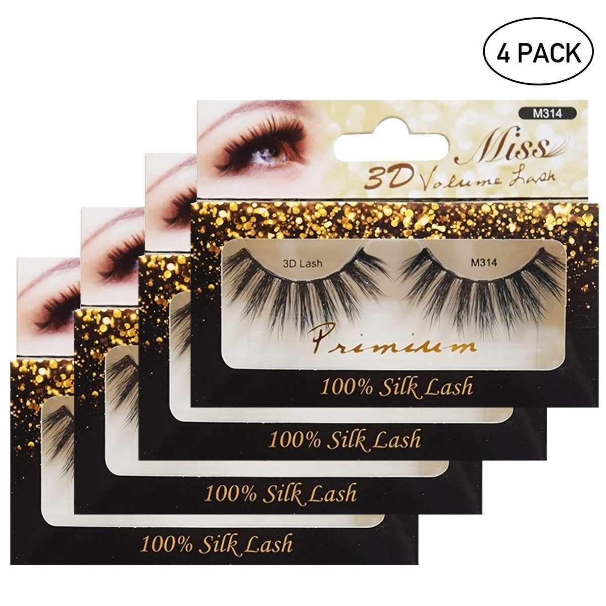 [4 PACKS] Miss Lashes 3D Volume Tapered False Eyelash Extension Beauty & Personal Care Miss Lashes