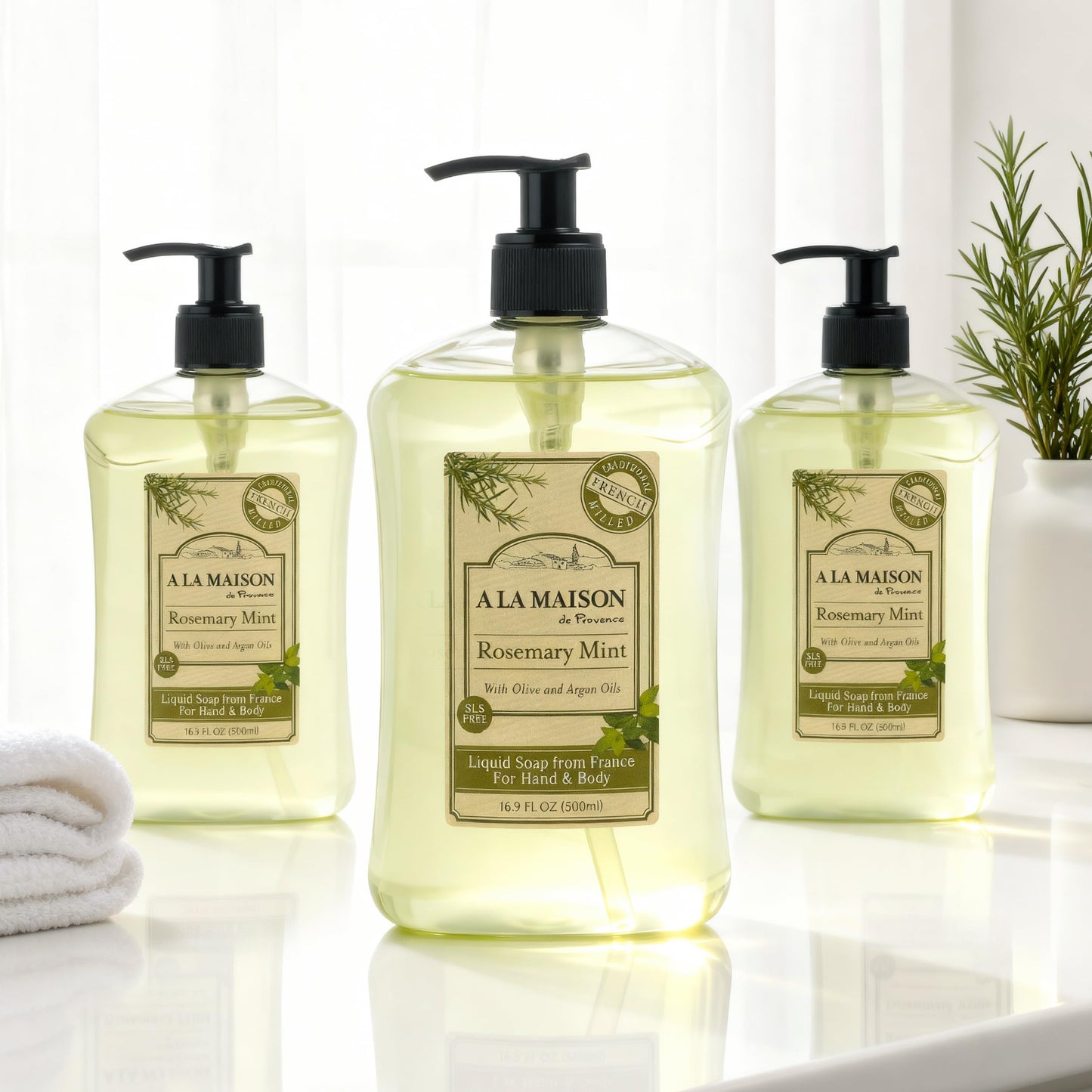 A LA MAISON Rosemary Mint French Liquid Hand Soap - Natural Hand Wash Made with Essential Oils - Biodegradable, Plant-Based, Vegan, Cruelty-Free Beauty & Personal Care A LA MAISON