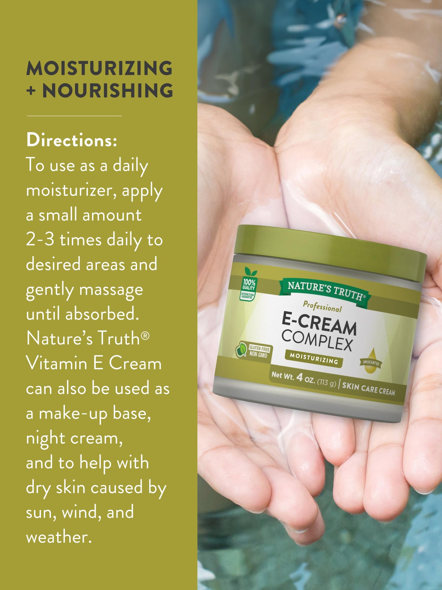 Nature's Truth Vitamin E Cream Complex | with Vitamin A & D | 4 oz | Moisturizing Skin Care Cream Beauty & Personal Care Nature's Truth