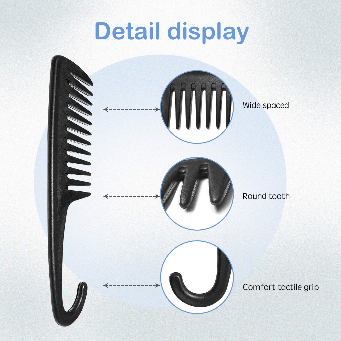 Wapodeai Wide Tooth Comb Shower Comb With Hook, Good for Curly Hair Wet Dry, Premium Tangle Free Combs Black. Beauty & Personal Care Wapodeai
