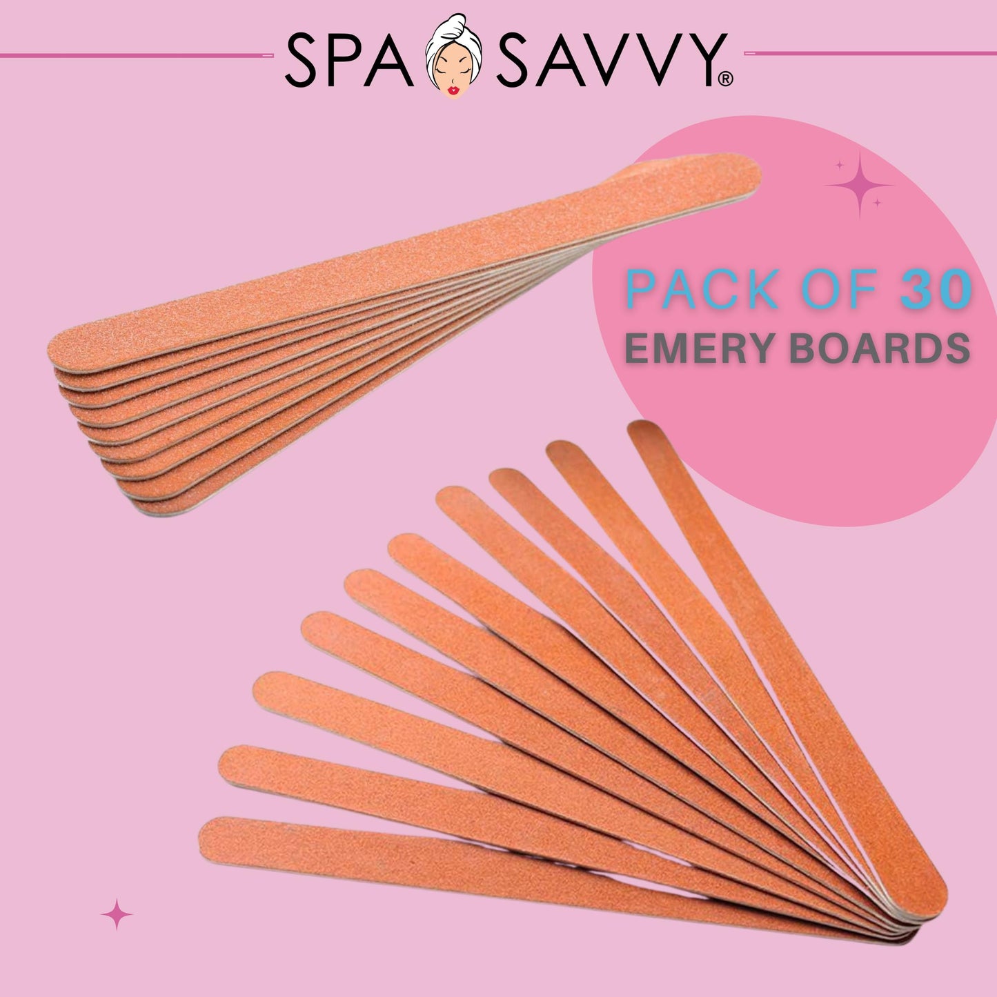 Spa Savvy Nail File Set, 30 Count, Double Sided 4.5 Inch Emery Boards for Regular, Gel, and Acrylic Nails, Pedicure and Manicure Tools Beauty & Personal Care Spa Savvy