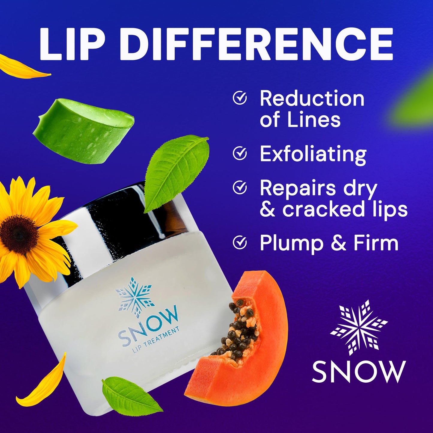 SNOW Overnight Lip Treatment - Moisturizing Lip Balm with Shea Butter & Vitamin E - Lip Treatment for Dry, Cracked Lips - Sulfate-Free Lip Treatment Beauty & Personal Care SNOW