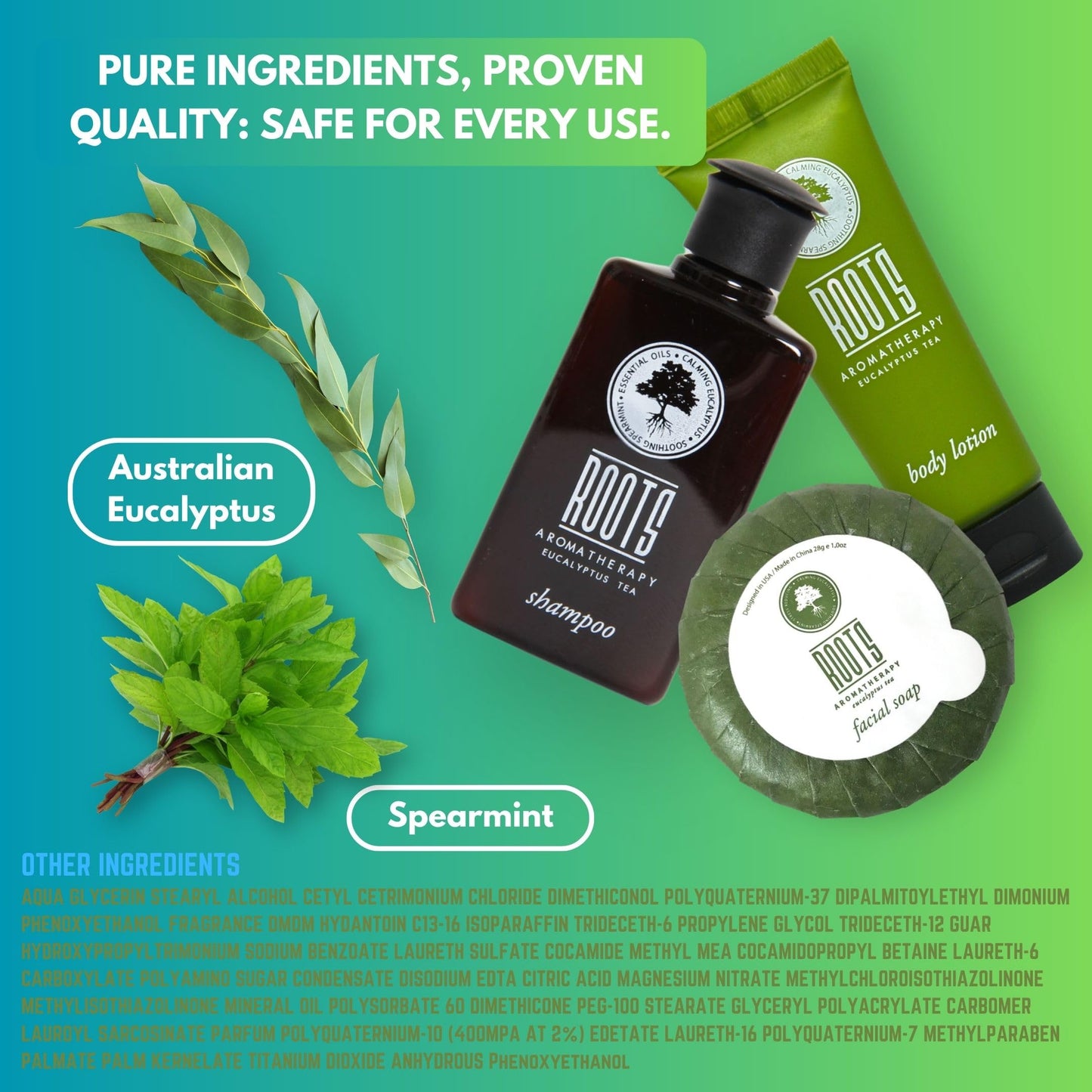 ROOTS AROMATHERAPY Travel+Essentials Shampoo and Conditioner Sets Body Wash Lotion & Soap,Guest Bathroom Essentials Toiletries Kit Bulk Mini Set Kits Beauty & Personal Care Roots Aromatherapy