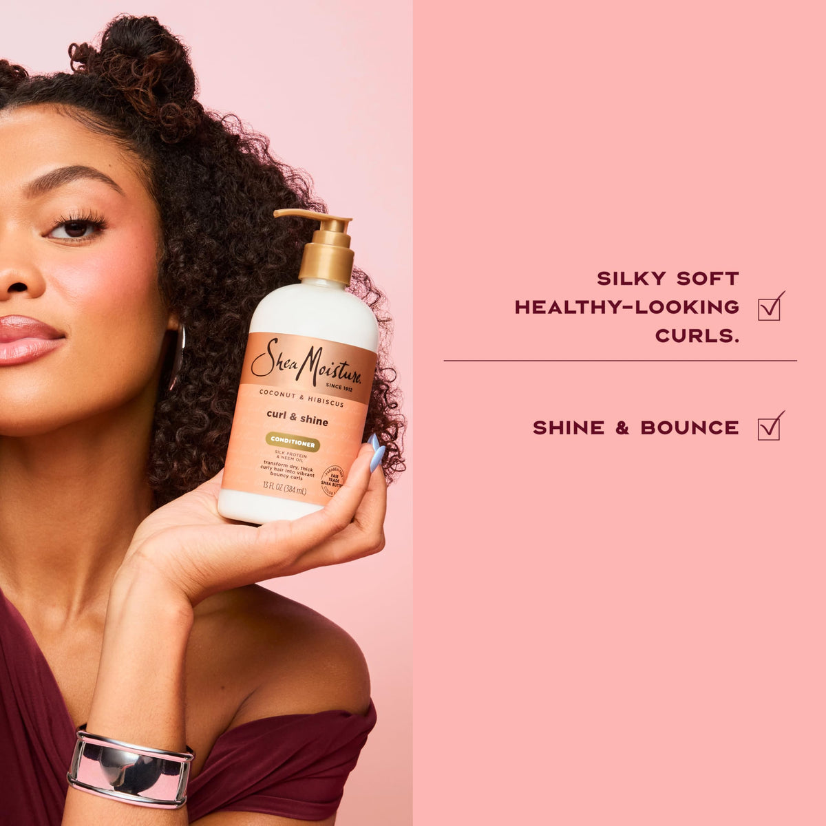 SheaMoisture Curl & Shine Conditioner Coconut & Hibiscus, for Thick, Curly Hair to Moisturize & Soften, 13 oz Beauty & Personal Care SheaMoisture