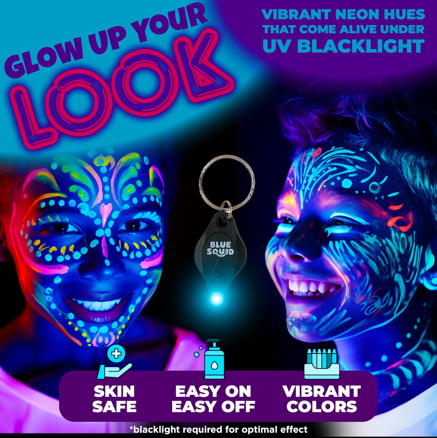 Blue Squid UV Body Paint - Glow in the Dark Body Paint, Neon Face Paint for Glow Party Accessories - Safe, Non-Toxic Black Light Glow Makeup Beauty & Personal Care Blue Squid