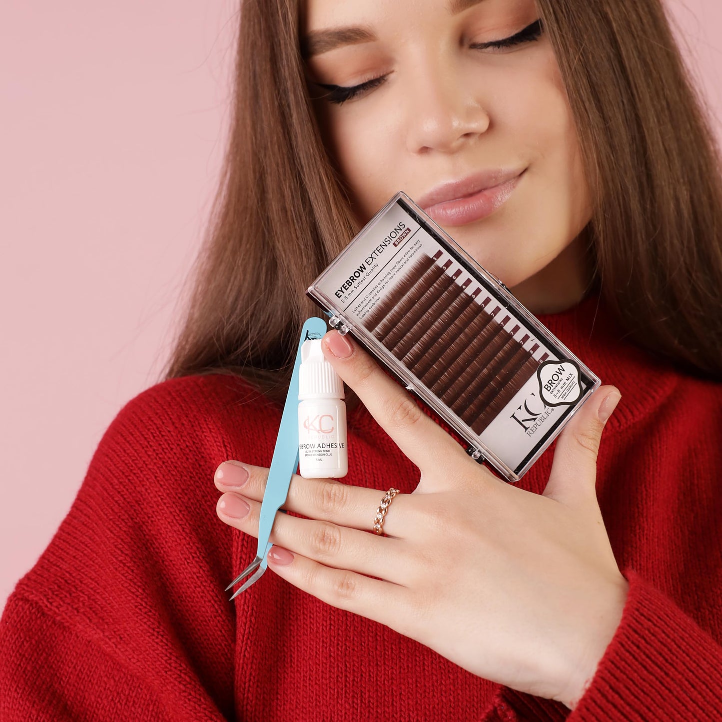 Eyebrow Extensions Kit with 1 x Trays of Mink Eyebrows in Brown Comes on Mixed Length Trays 5-8 Mm Mix, Eyebrow Extension Glue Clear & Extension Beauty and Personal Care KC Republic