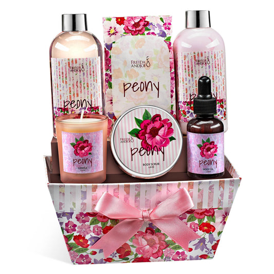 Bath and Body Gift Set for Women, Peony Floral Beauty and Personal Care Freida and Joe