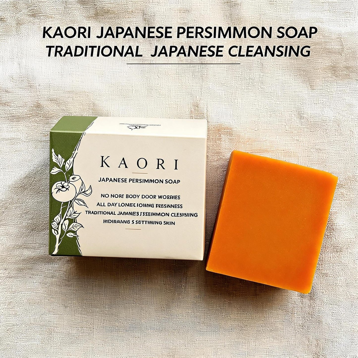 Slumberlee Kaori Persimmon Soap for Old People Smell, Natural Deodorizing Body Bar - Removes Odor, Aging Skin Gentle Cleanser Japanese Extract Men Beauty & Personal Care Slumberlee