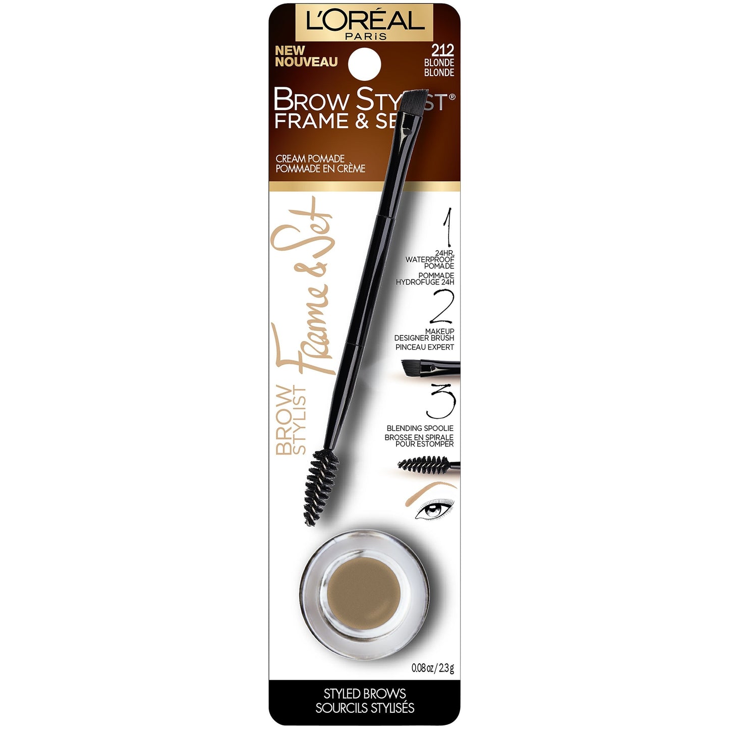 L'Oreal Paris Brow Stylist Frame and Set, Blonde, 0.08 oz. Beauty & Personal Care L'Oreal Paris