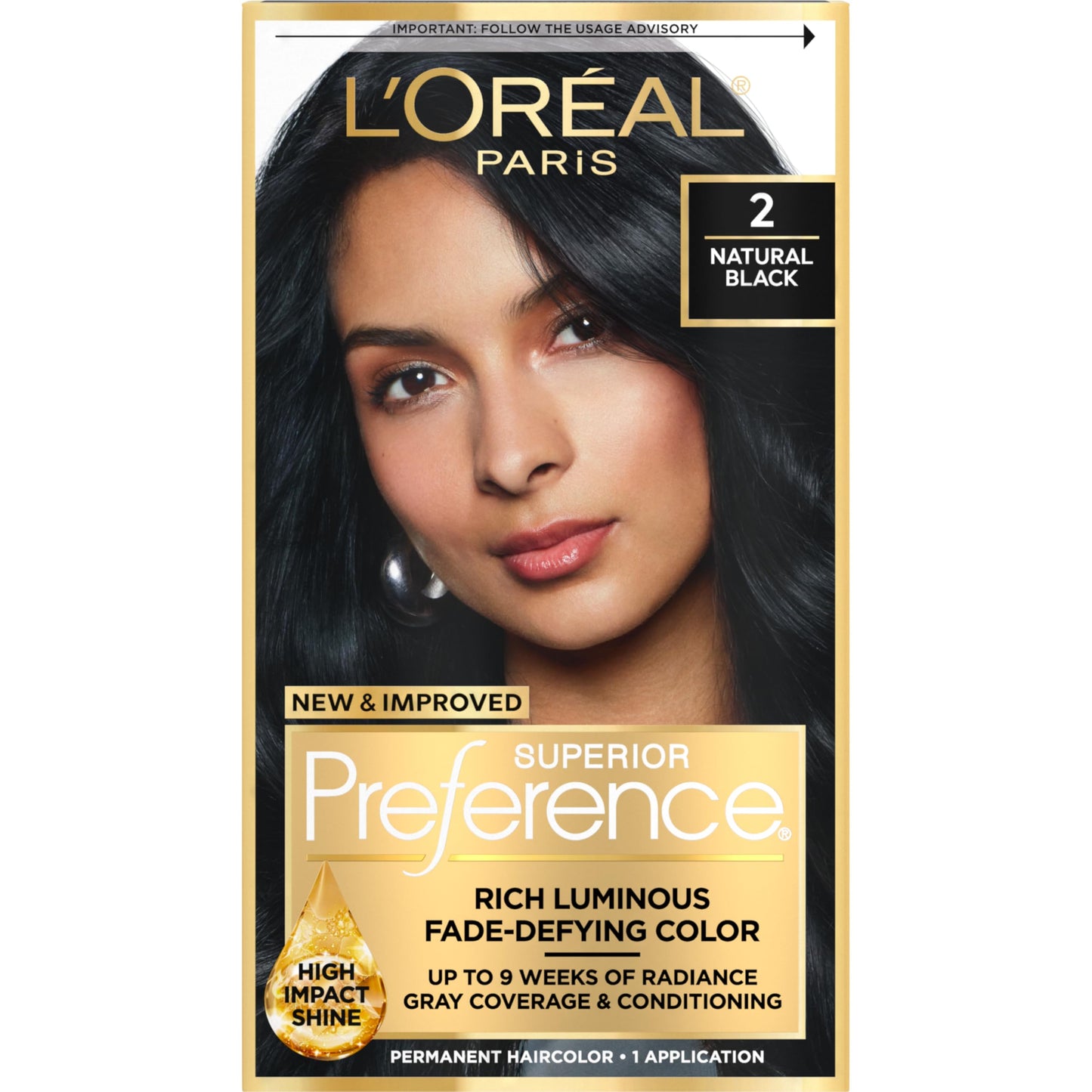 L'Oreal Paris Superior Preference Luminous Fade-Defying Permanent Hair Color, Hair Dye For Up to 9 Weeks of Radiance, Natural Black 2, 1 Hair Dye Kit Beauty & Personal Care L'Oreal Paris
