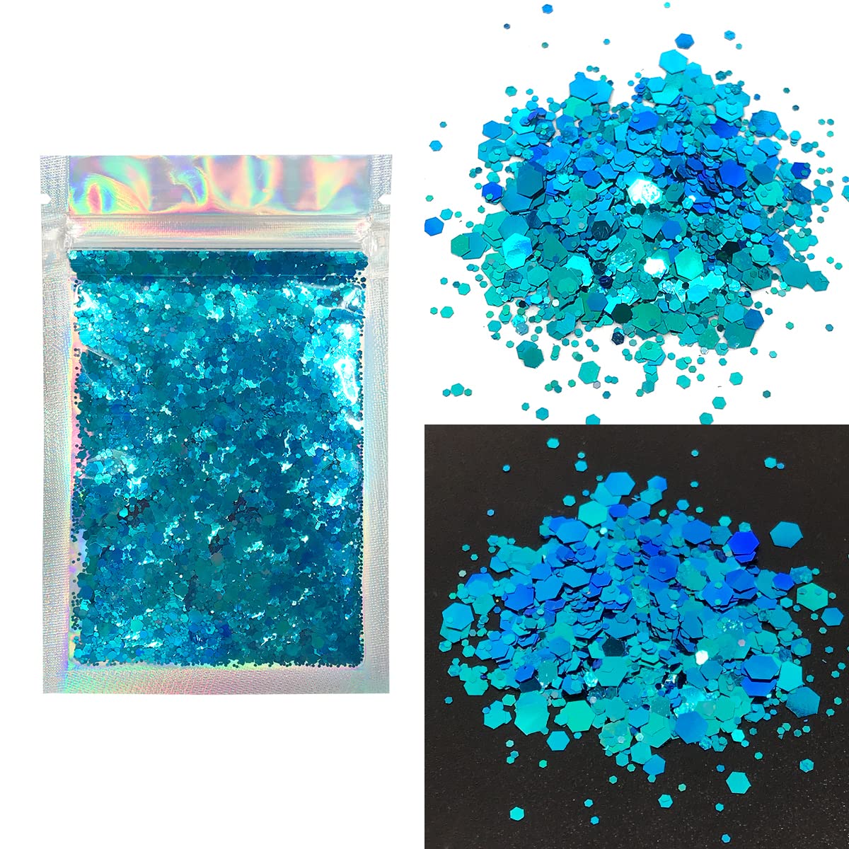 Blue Face & Body Glitter - Cosmetic Grade Chunky Glitter - Color Shift - Uses Include: Festivals, Raves, Face, Body, Nails, Resin, Arts, Crafts Beauty & Personal Care Electric Bliss Beauty