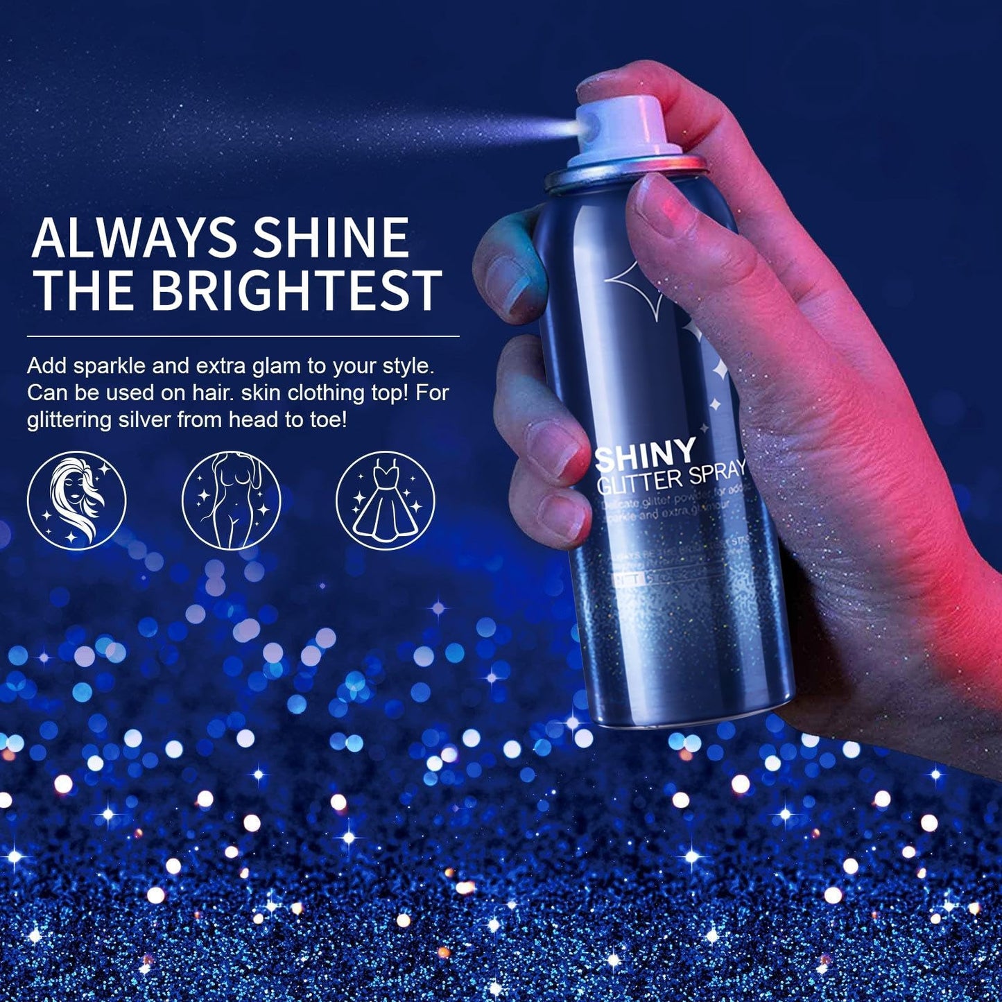 HANYWIL Body Glitter, Glitter Spray for Hair and Body, Spray, Hairspray Clothes, Long-Lasting Shimmer Suitable Stage, Festival Rave Makeup Prom 2.11 Beauty & Personal Care HANYWIL