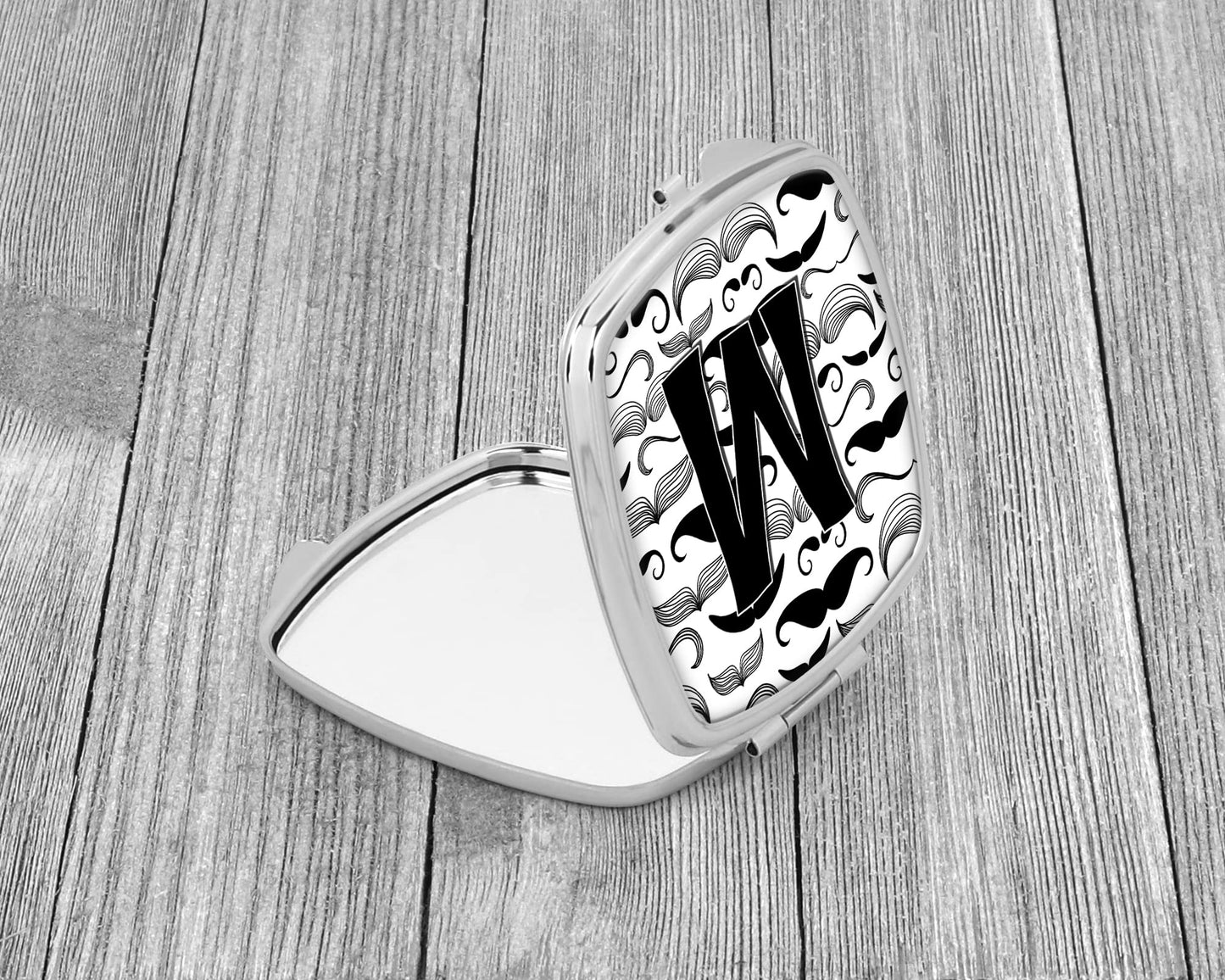 Caroline's Treasures CJ2009-MSCM Letter M Moustache Initial Compact Mirror Decorative Travel Makeup Mirror for Women Girls Gifts Pocket Makeup Mirror Beauty & Personal Care Caroline's Treasures