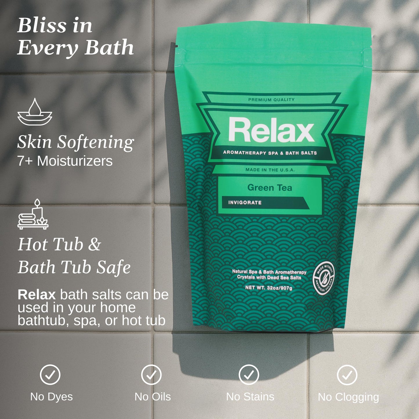 Relax Spa & Bath Aromatherapy Bath Salts for Hot Tub, Bath, or Spa, 2LB Bag Infused with Magnesium, Bath Salt for Soaking, Green Tea Scent Beauty and Personal Care Relax Spa & Bath