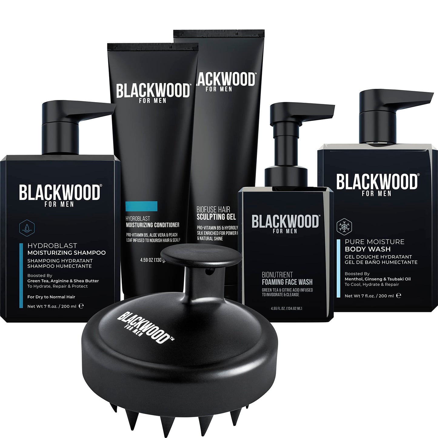 BLACKWOOD FOR MEN Hydro Cleanse Complete Set including Scalp Massager, Hydroblast Shampoo, Hydroblast Conditioner, Pure Moisture Body Wash, & BioFuse Beauty & Personal Care Blackwood For Men