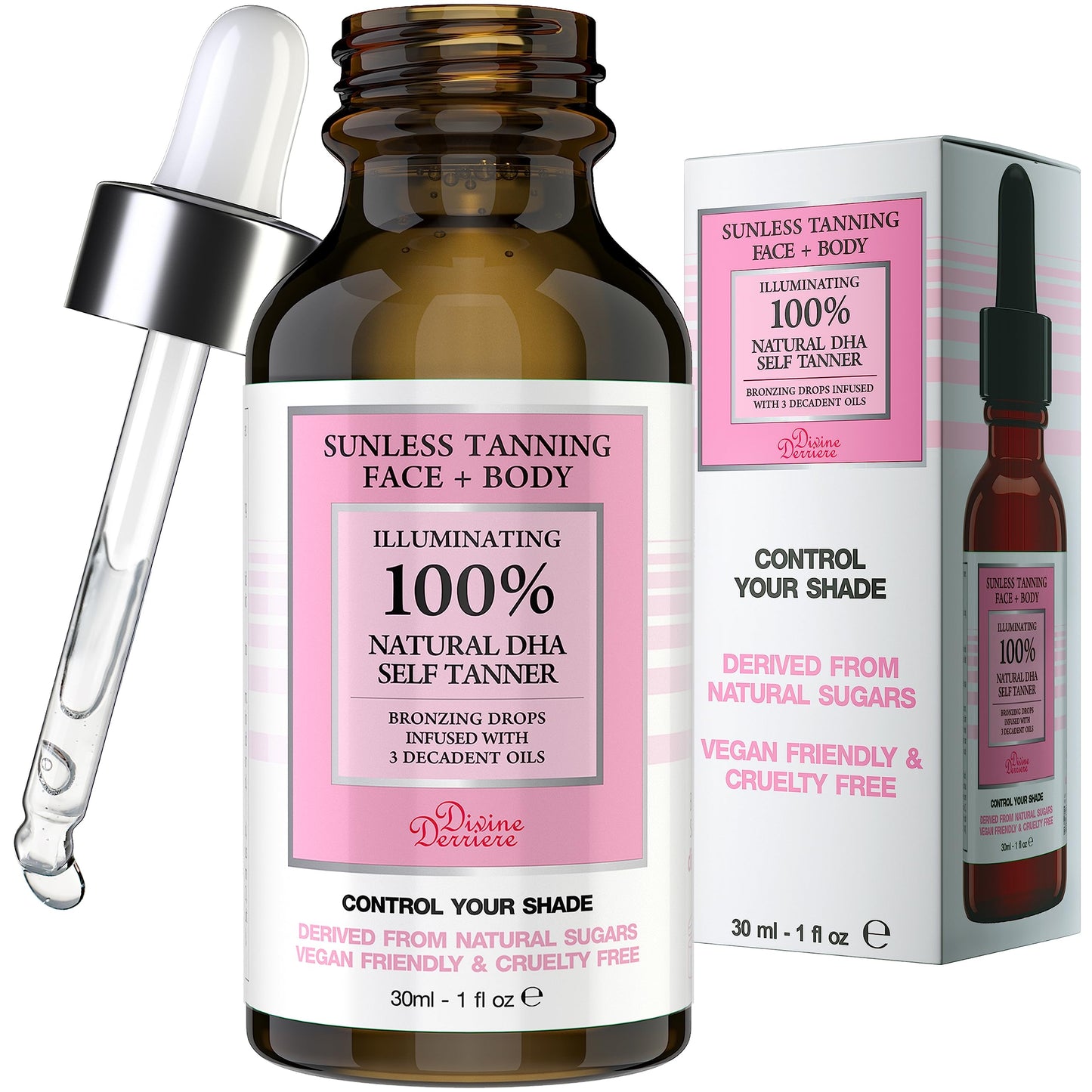 Divine Derriere Self Tanning Drops for Face - Self Tanner for A Maui Babe Body Glowing Tan - Body & Face Self Tanner Drops for a Natural Looking Self Beauty & Personal Care Divine Derriere