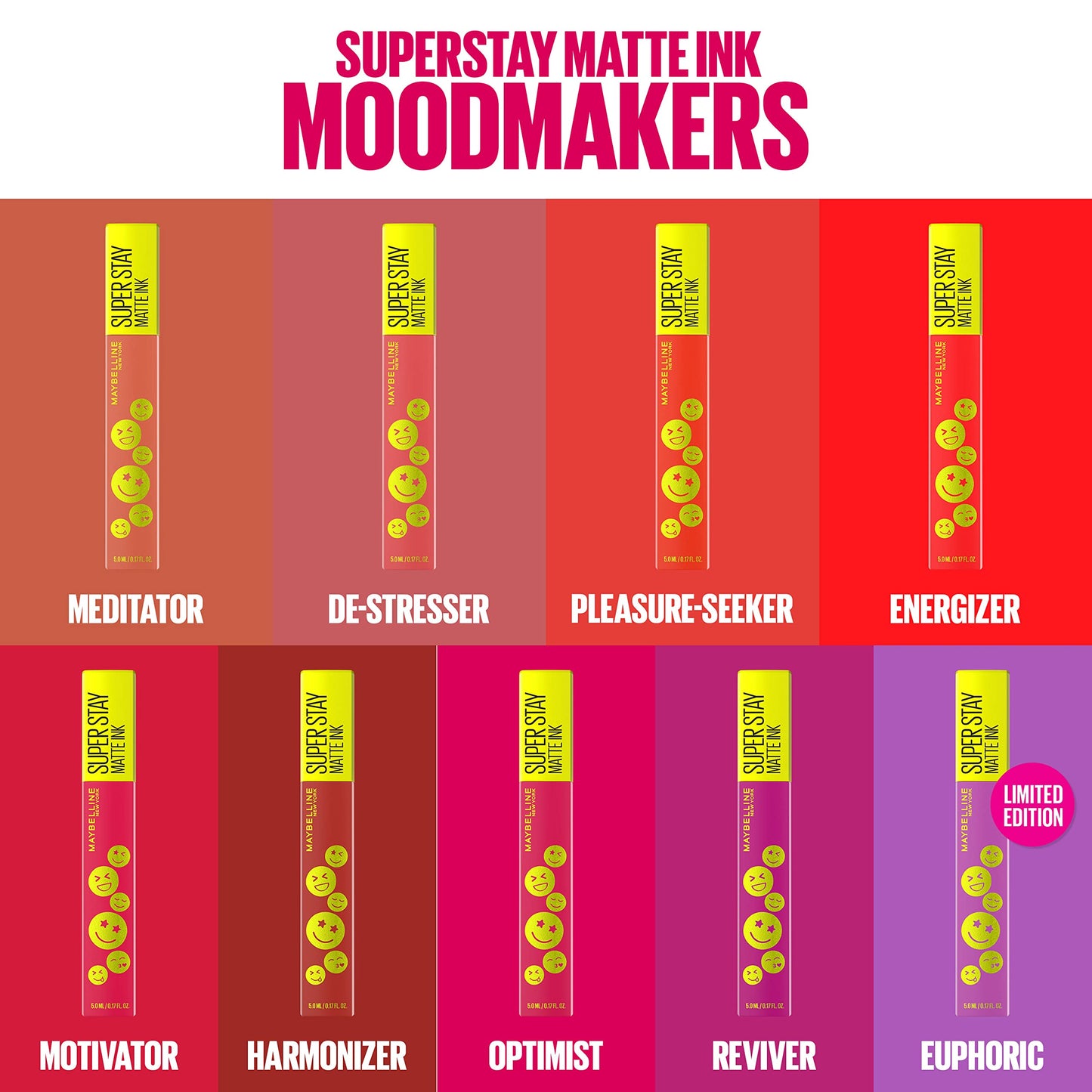Maybelline Super Stay Matte Ink Liquid Lip Color, Moodmakers Lipstick Collection, Long Lasting, Transfer Proof Lip Makeup, Reviver, Plum, 1 Count Beauty & Personal Care MAYBELLINE