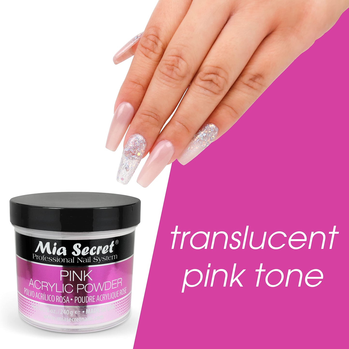 Mia Secret Pink Acrylic Nail Powder 8oz Beauty & Personal Care Mia Secret