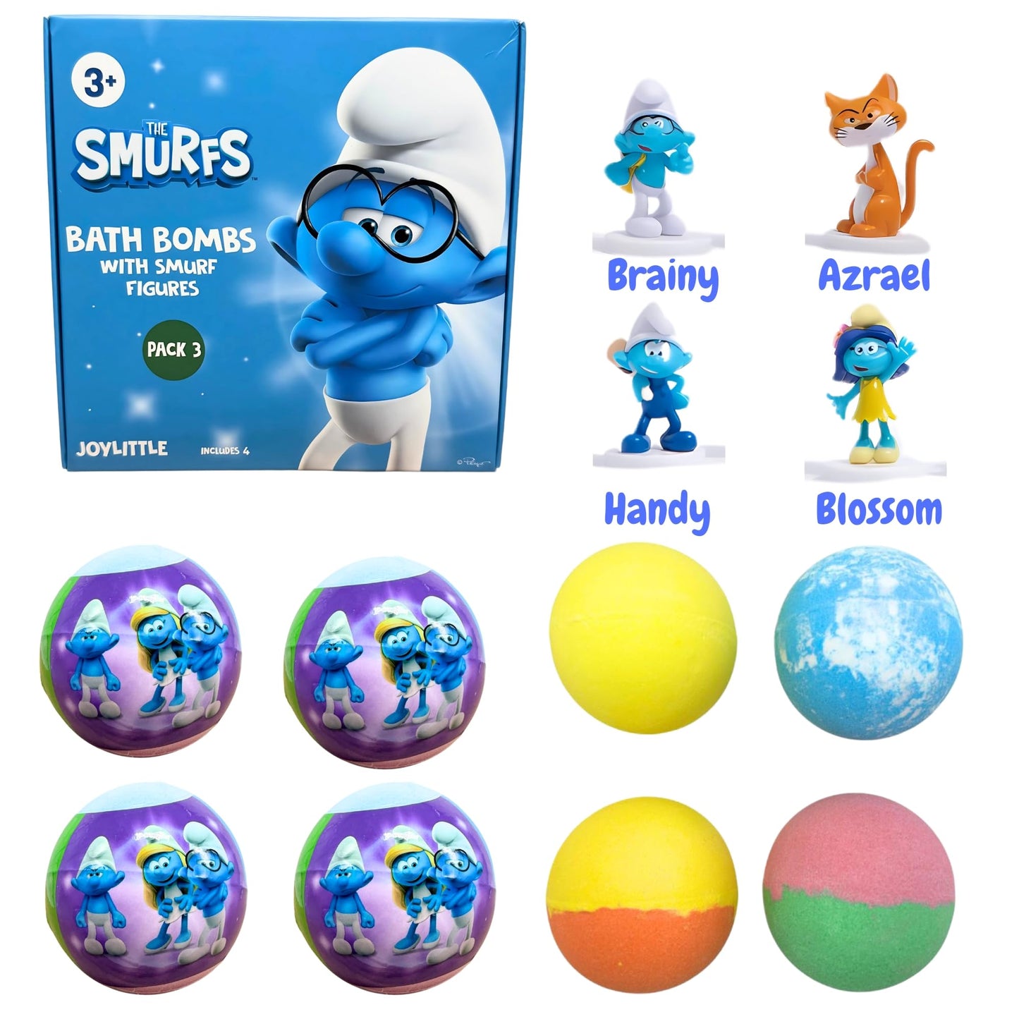 The Smurfs Bath Bombs with Action Figures-Smurfette, Baby Smurf, Hefty Smurf, and Vanity Smurf (Pack 1) Beauty and Personal Care Joylittle