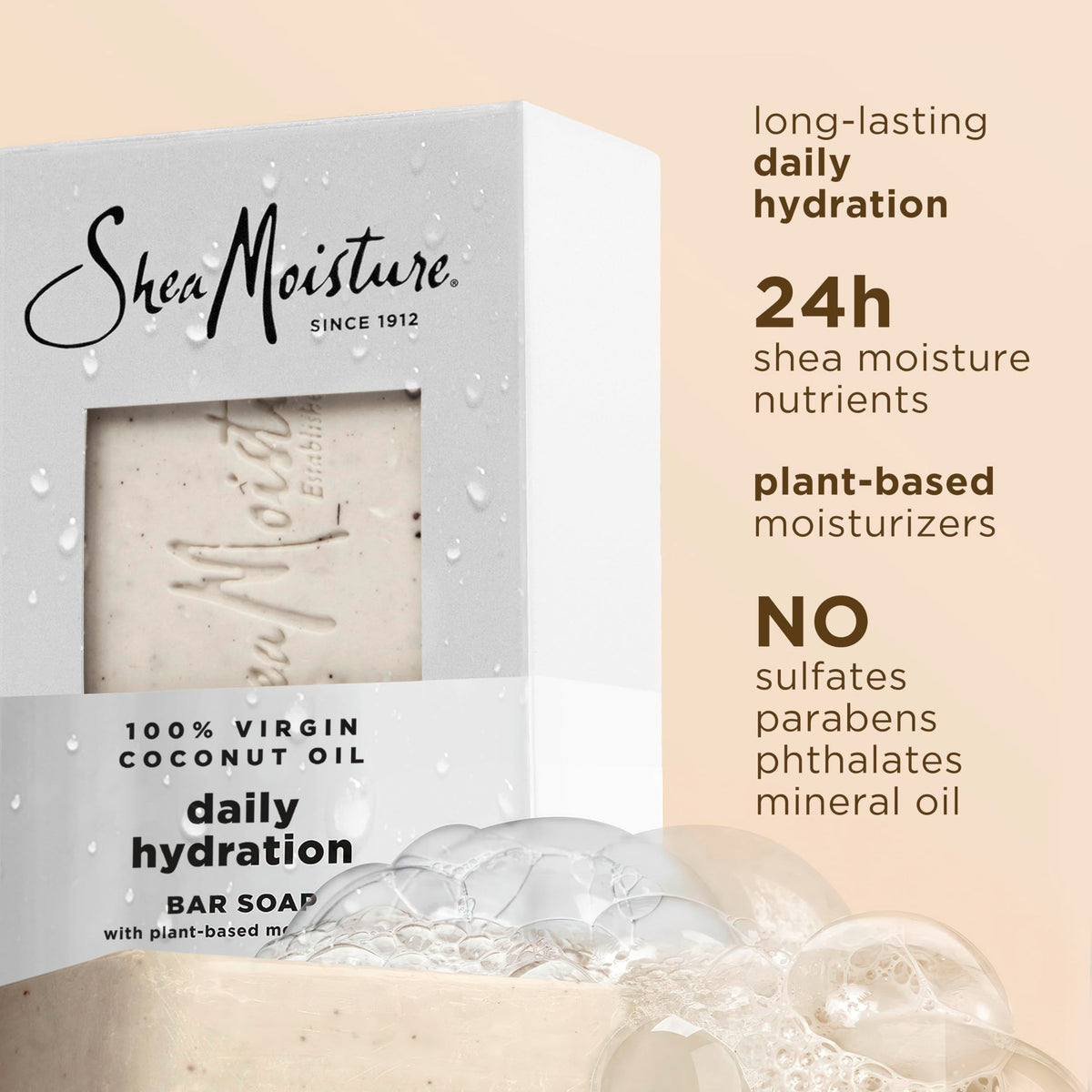 SheaMoisture Bar Soap Virgin Coconut Oil 4 count Nourish and Replenish Skin Daily Hydrating bar soap with 24h shea moisture nutrients for Healthy Beauty & Personal Care Shea Moisture