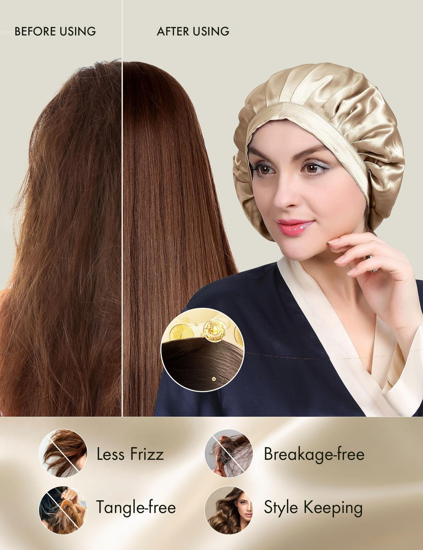 LilySilk 100% Mulberry Silk Bonnet, 19 Momme Silk Night Sleep Cap Adjustable Hair Wrap for Sleeping, Taupe Beauty and Personal Care LilySilk