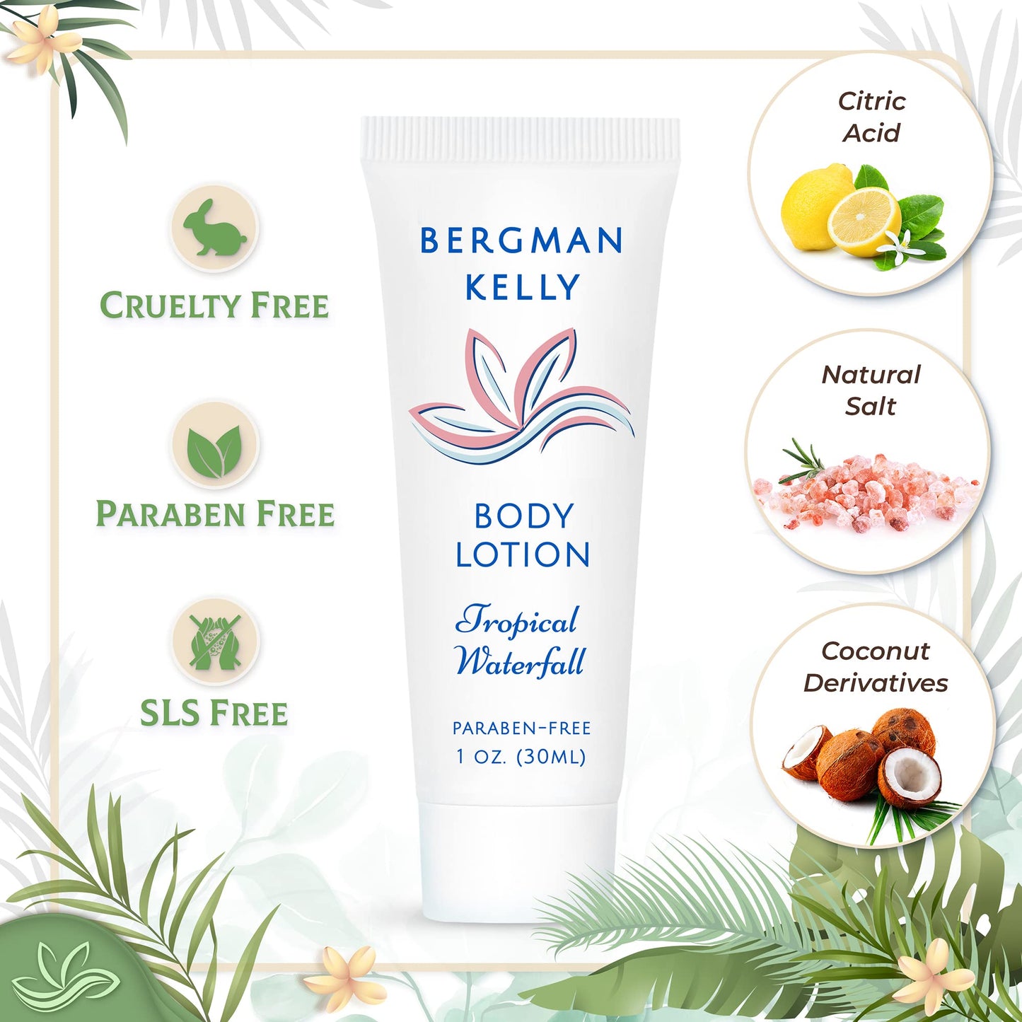 BERGMAN KELLY - Travel Size Lotion - 1 fl oz, 100 PK, Tropical Waterfall - Delight Your Guests w/Invigorating & Refreshing Body Lotion - Quality Mini Beauty & Personal Care BERGMAN KELLY