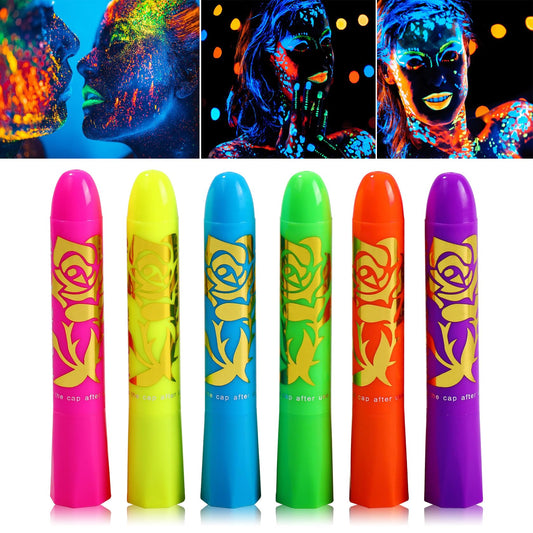 6 Pcs Glow in the Dark Face Body Paint,Blacklight Neon Face & Body Paints,Easily Cleanable Paint Set Neon Makeup Glow in the Dark Party Supplies A Beauty & Personal Care BKPPLZP