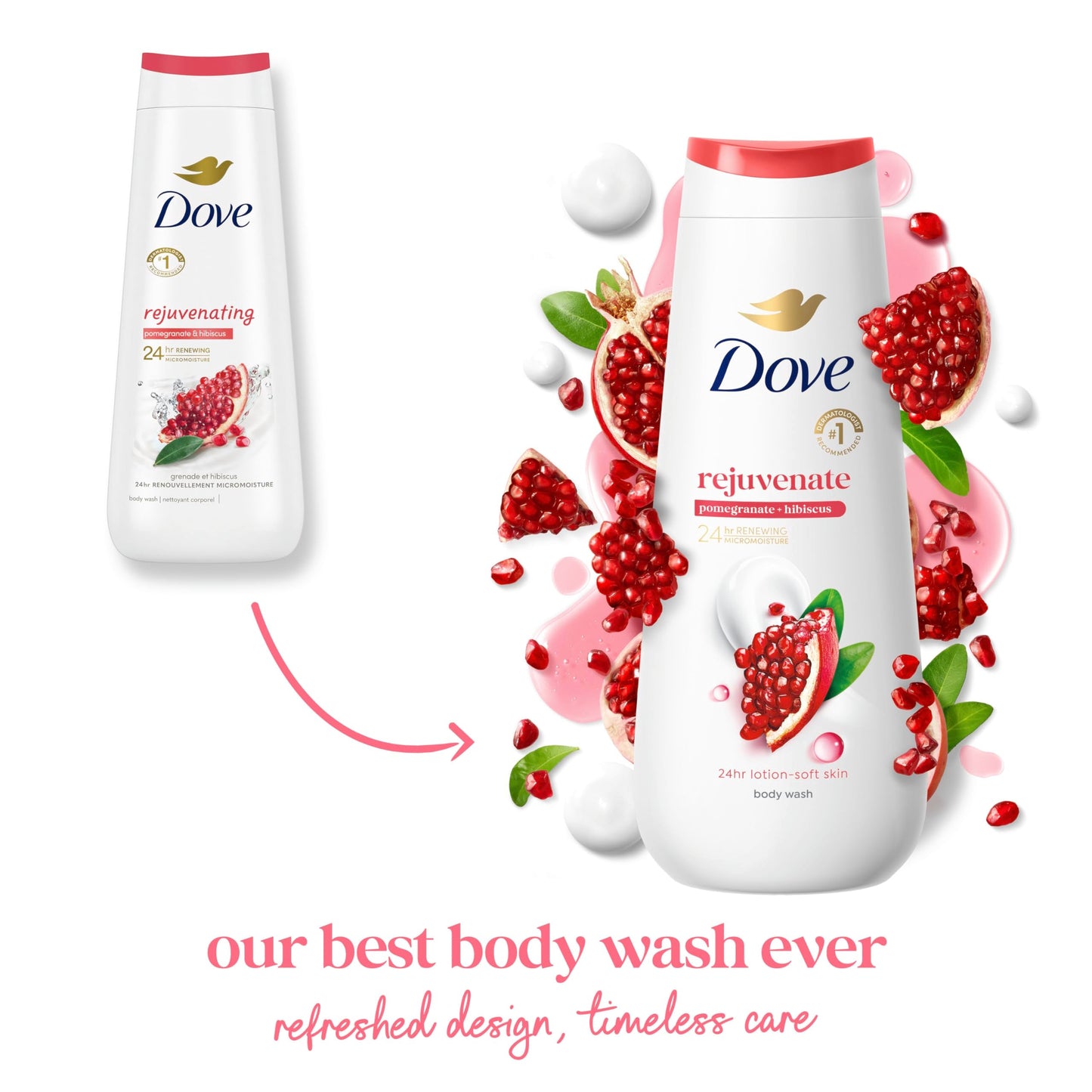 Dove Body Wash Rejuvenate Pomegranate & Hibiscus for 24hr Lotion-Soft Skin Moisturizing Skin Cleanser with No Sulfates No Parabens 20 oz Beauty & Personal Care Dove