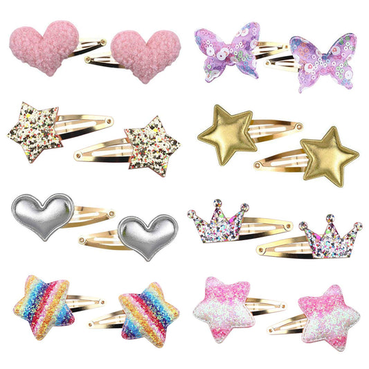 8 Pairs/16 Pack Hair Clips for Girls, Gingbiss Butterfly Metal Snap Hair Clips, Cute Girls Barrettes Heart Shaped Hair Clips Accessories for Kids Beauty & Personal Care Gingbiss