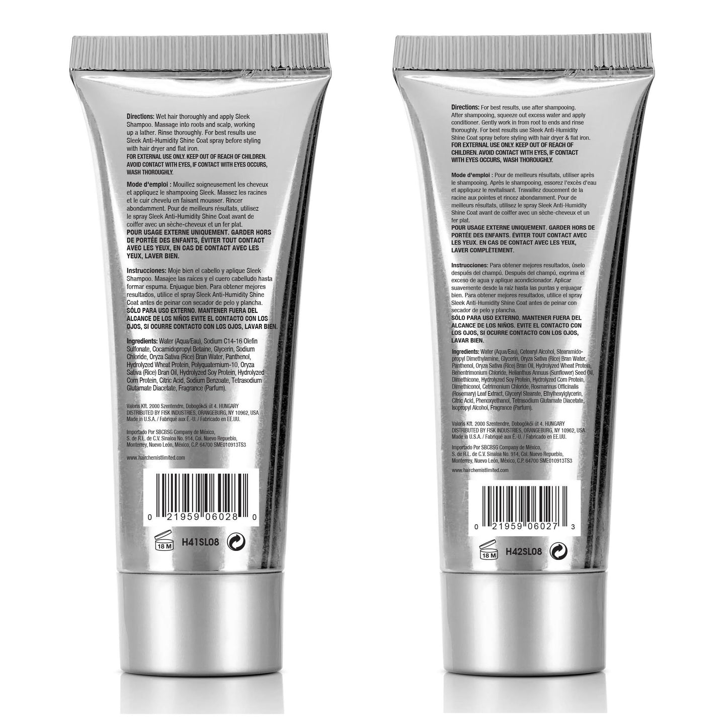 Hair Chemist SLEEK Anti Humidity Shampoo & Conditioner 8 oz. (2-PC SET) - Frizzy Hair Shampoo and Conditioner for Silky Hair & Super Straight Hair Beauty & Personal Care Hair Chemist