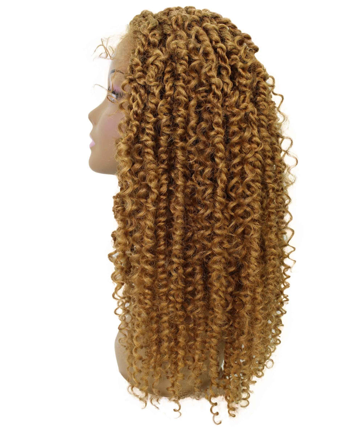 LUXLUXE Tierra Curly 19 in Long 4x4 Hand Tied Lace Braid Braided Wig, Beauty Heat Resistant Fiber, 20+ Shades of Natural, Dip Dyed, & Blended Colors