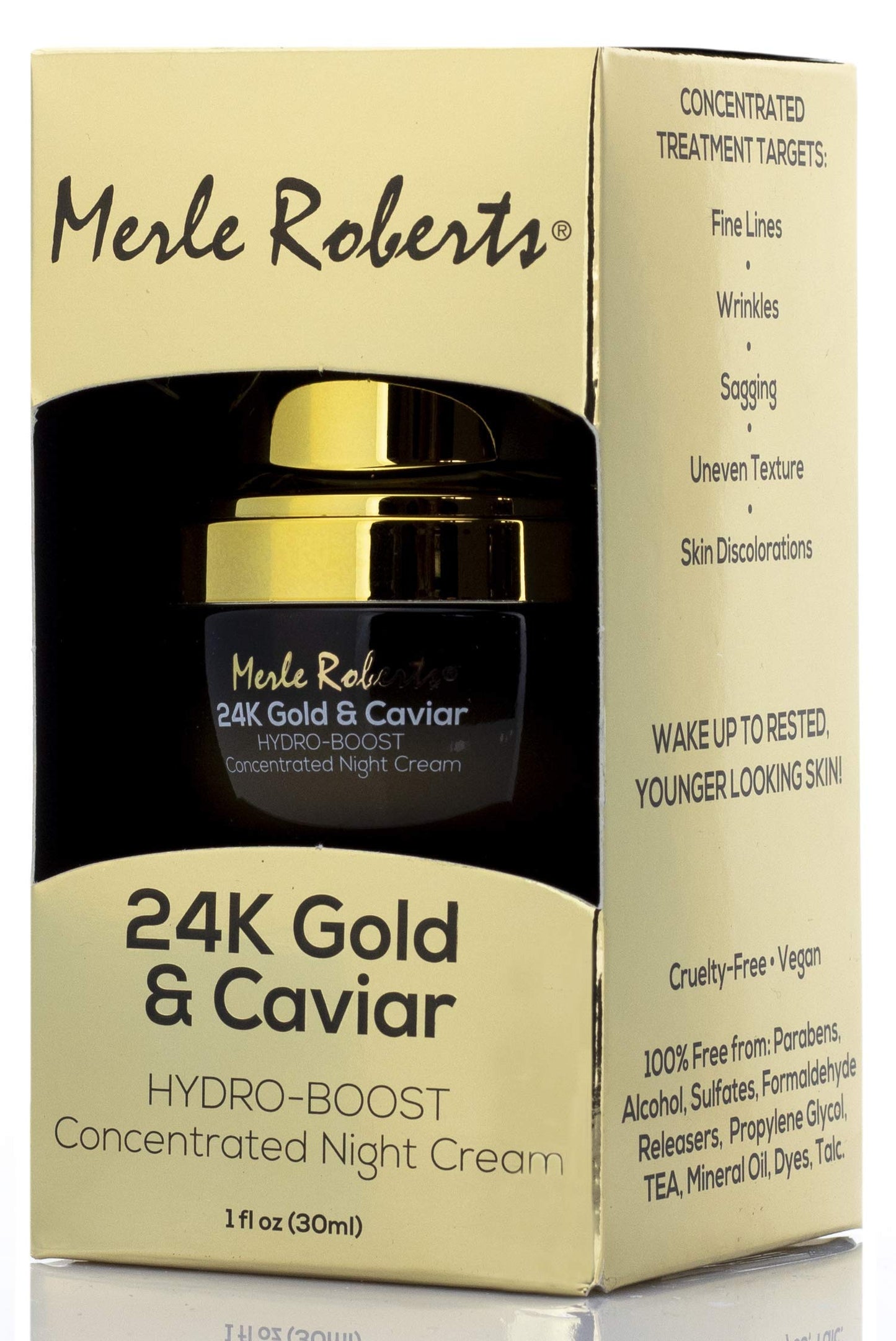 Merle Roberts 24k Gold and Caviar Concentrated Night Cream Intensely Hydrating Anti-Aging Night Cream for Face Reduces Wrinkles, Fine Lines Beauty & Personal Care Merle Roberts