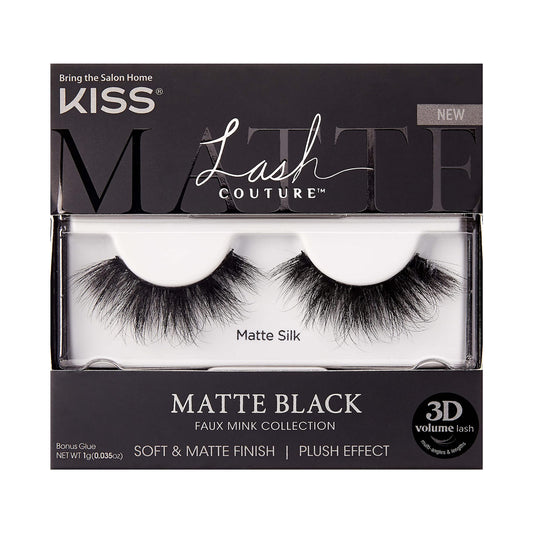 KISS Lash Couture Matte Black Faux Mink Collection False Eyelashes, 14 mm, 3D Volume, Soft & matte Finish, Plush Effect, Easy to Apply, Reusable, 1 Beauty & Personal Care KISS