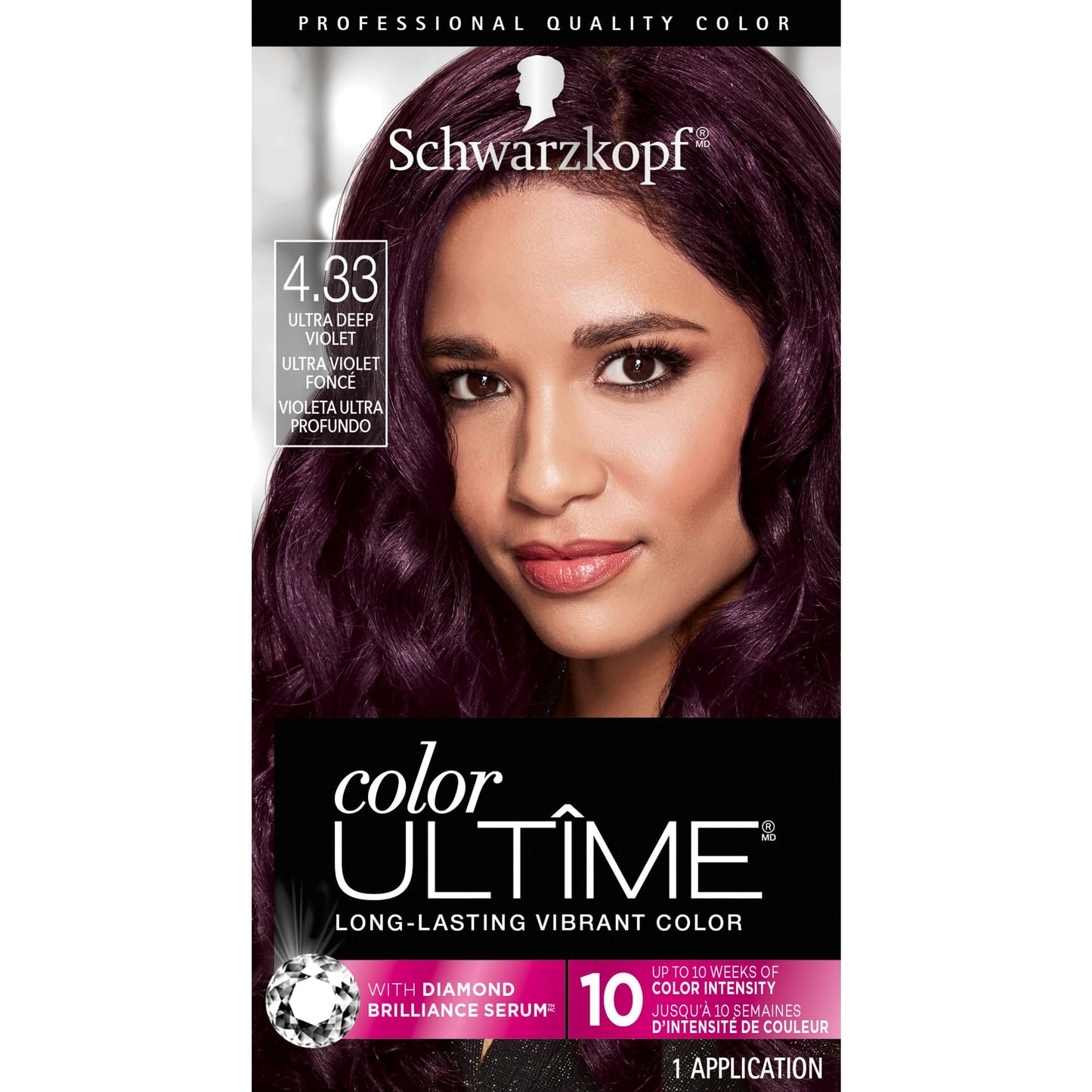 Schwarzkopf Color Ultime 4.3 Ultra Deep Violet Hair Dye, Permanent Intense Violet with Diamond Brilliance, Fade-Resistant, Covers Grays, All Hair Beauty & Personal Care Schwarzkopf