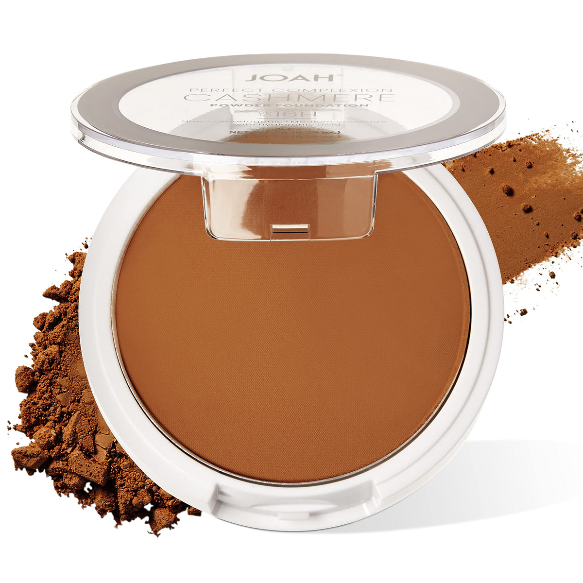 JOAH Perfect Complexion Cashmere Powder Foundation, Medium Face Coverage, Matte Finish, Korean Makeup, Compact Design For Oily & All Skin Types, 16