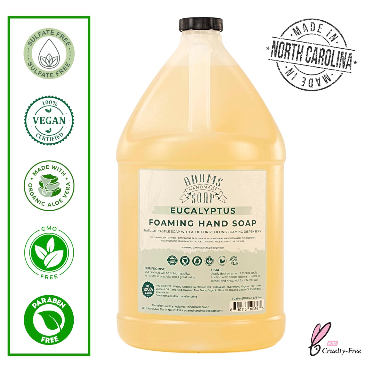 Adams Handmade Soap Liquid Foaming Soap 1 Gal - Eucalyptus Beauty & Personal Care Adams Handmade Soap