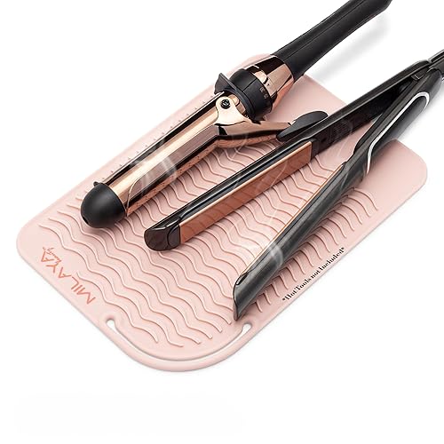 Milaya Beauty Vanity Accessories - Heat Resistant Mat - Silicone Flat Iron & Curling Iron Holder, Non-Slip Vanity Mat & Hot Tool Mat for Home, Salon Beauty & Personal Care Milaya Beauty