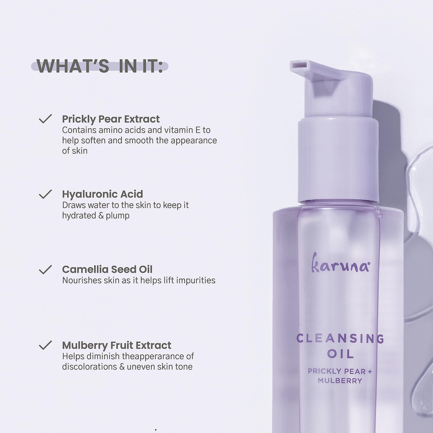 Karuna - Cleansing Oil with Prickly Pear for Clean Skin - Cleanses Without Clogging Pores, Oil Based Cleanser, Travel Size Makeup Remover - Waterproof Beauty & Personal Care Karuna