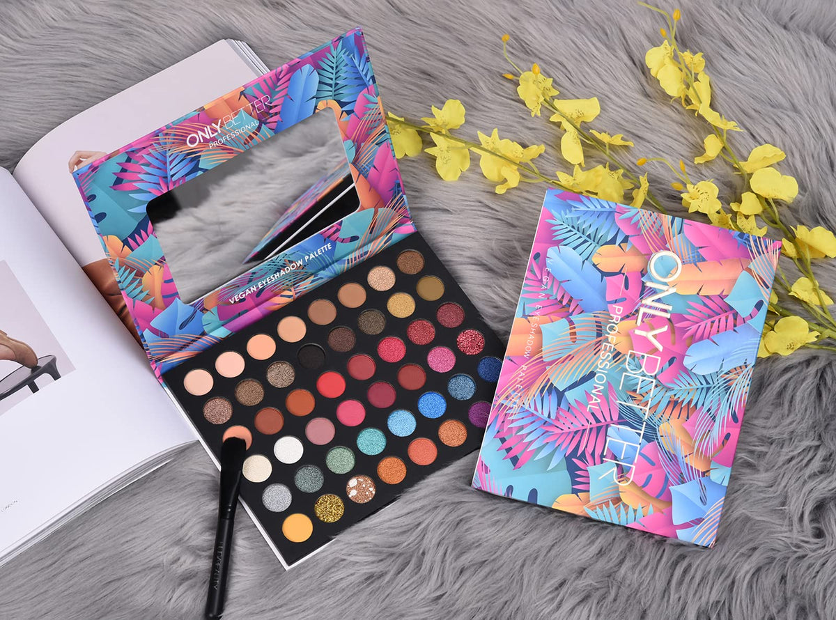 ONLYBETTER Eyeshadow Palette Glitter 48 Colors Bright Colorful Shimmer Eye Shadow Makeup Palette High Pigmented Metallic Color Eye Shadow Powder Easy Beauty & Personal Care ONLYBETTER