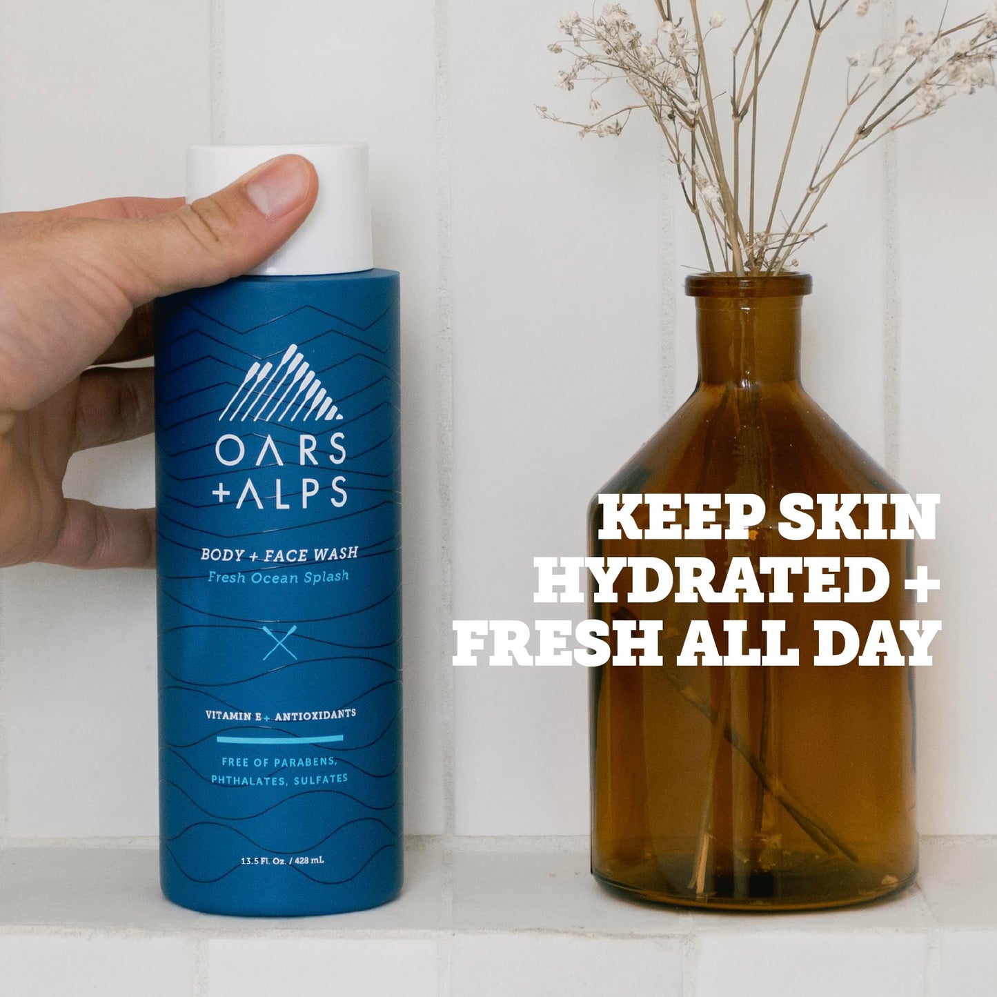 Oars + Alps Body Wash for Men, Mens Body Wash & Face Cleanser with Vitamin E & Antioxidants, Moisturizing, Paraben & Sulfate Free Cleanser, Fresh Beauty & Personal Care Oars + Alps